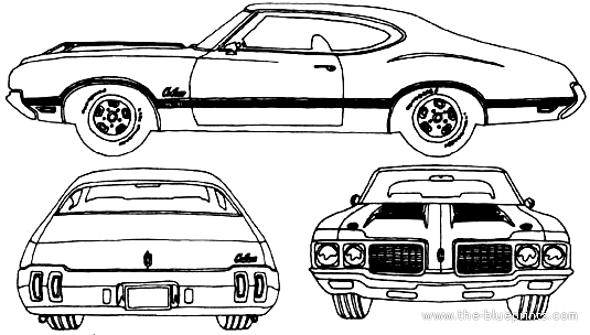 Oldsmobile Cutlass 442 W31 (1970) - Олдсмобиль - чертежи, габариты, рисунки автомобиля
