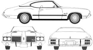 Oldsmobile Cutlass S 2-Door Holiday Coupe (1972) - Олдсмобиль - чертежи, габариты, рисунки автомобиля
