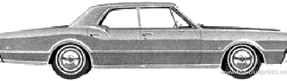Oldsmobile F-85 Deluxe 4-Door Sedan (1966) - Олдсмобиль - чертежи, габариты, рисунки автомобиля