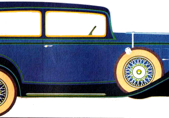 Oldsmobile Six 2-Door Sedan (1932) - Олдсмобиль - чертежи, габариты, рисунки автомобиля