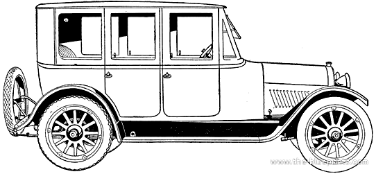 Oldsmobile Six Model 37B Sedan (1920) - Олдсмобиль - чертежи, габариты, рисунки автомобиля