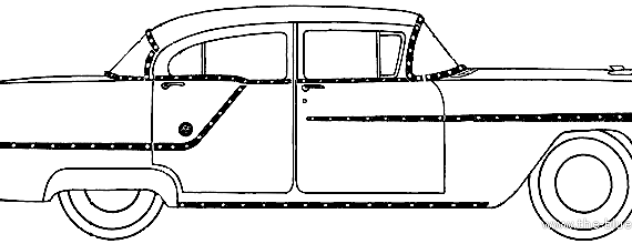 Oldsmobile Super 88 4-Door Sedan (1954) - Олдсмобиль - чертежи, габариты, рисунки автомобиля