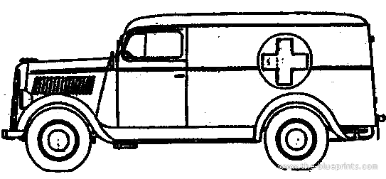 Opel 1-ton Ambulance (1941) - Опель - чертежи, габариты, рисунки автомобиля