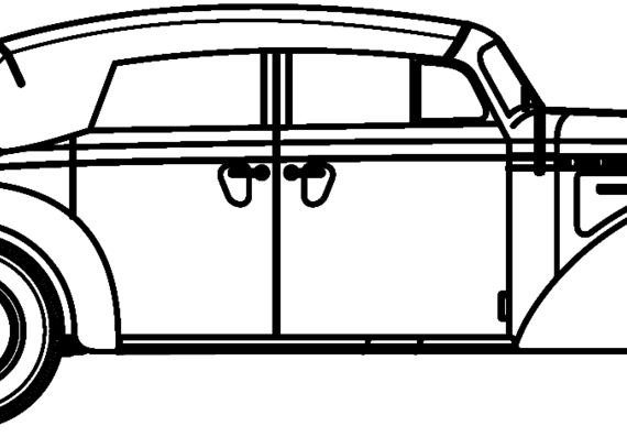 Opel Admiral Cabriolet Sedan (1938) - Опель - чертежи, габариты, рисунки автомобиля