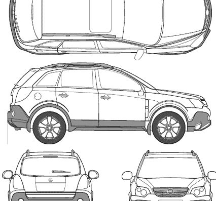 Opel Antara (2008) - Опель - чертежи, габариты, рисунки автомобиля