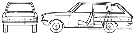 Opel Ascona Caravan (1972) - Опель - чертежи, габариты, рисунки автомобиля