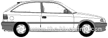 Opel Astra 3-Door (2003) - Опель - чертежи, габариты, рисунки автомобиля