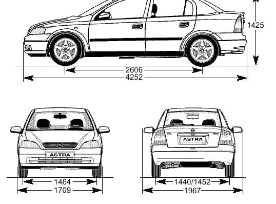 Opel Astra 5-Door - Опель - чертежи, габариты, рисунки автомобиля