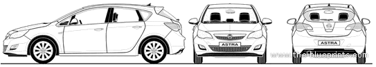 Opel Astra 5-Door (2009) - Опель - чертежи, габариты, рисунки автомобиля