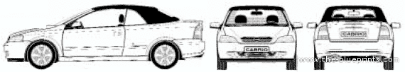 Opel Astra Cabrio (2005) - Опель - чертежи, габариты, рисунки автомобиля