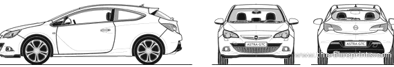 Opel Astra D GTC (2012) - Опель - чертежи, габариты, рисунки автомобиля
