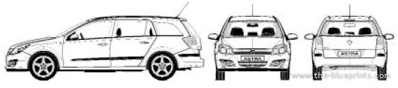 Opel Astra Stationwagon (2005) - Опель - чертежи, габариты, рисунки автомобиля