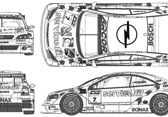 Opel Astra V8 DTM - Опель - чертежи, габариты, рисунки автомобиля