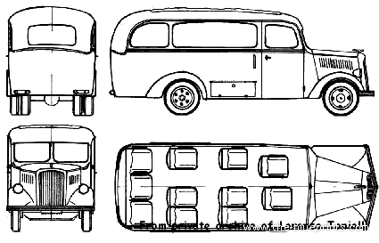 Opel Blitz Omnibus - Опель - чертежи, габариты, рисунки автомобиля