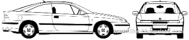 Opel Calibra (1993) - Опель - чертежи, габариты, рисунки автомобиля