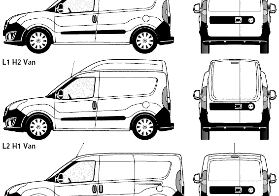 Opel Combo (2012) - Опель - чертежи, габариты, рисунки автомобиля