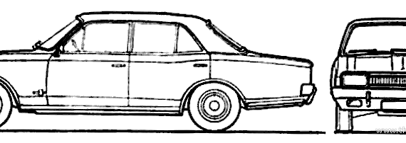 Opel Commodore A 4-Door (1968) - Опель - чертежи, габариты, рисунки автомобиля