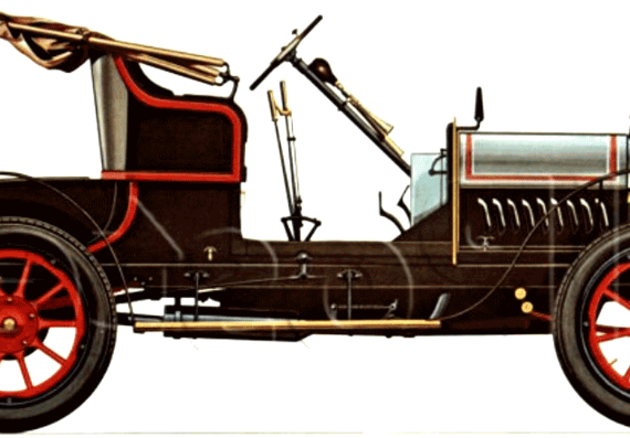 Opel Doktorrwagen (1909) - Опель - чертежи, габариты, рисунки автомобиля