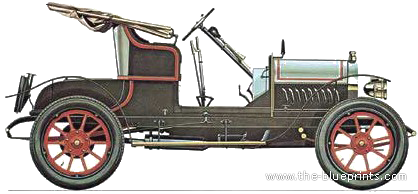 Opel Doktorwagen (1909) - Опель - чертежи, габариты, рисунки автомобиля