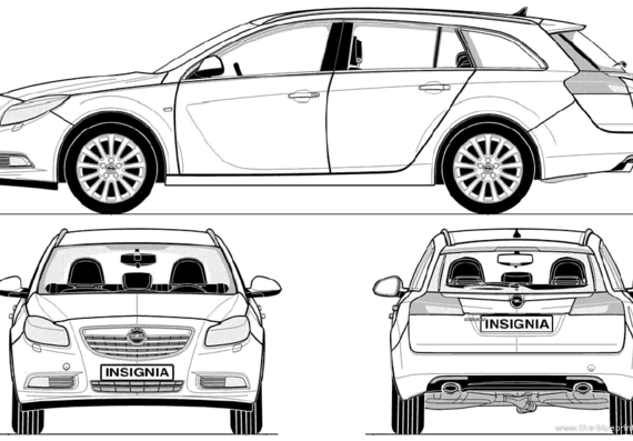 Opel Insignia Sport Tourer (2009) - Опель - чертежи, габариты, рисунки автомобиля