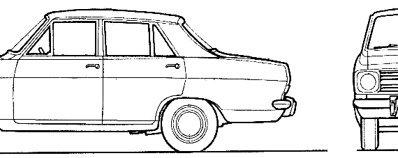 Opel Kadett B 4-Door 1100 (1971) - Опель - чертежи, габариты, рисунки автомобиля
