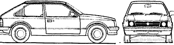 Opel Kadett D 3-Door (1982) - Опель - чертежи, габариты, рисунки автомобиля