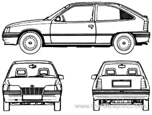 Opel Kadett E - Опель - чертежи, габариты, рисунки автомобиля