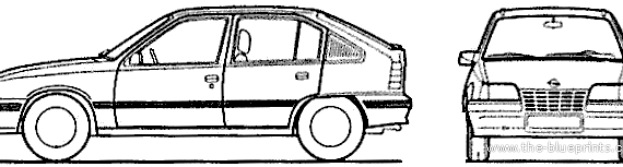 Opel Kadett E 5-Door (1987) - Опель - чертежи, габариты, рисунки автомобиля