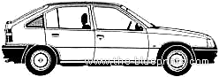 Opel Kadett E 5-Door (1988) - Опель - чертежи, габариты, рисунки автомобиля
