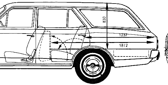 Opel Rekord C Caravan (1967) - Опель - чертежи, габариты, рисунки автомобиля