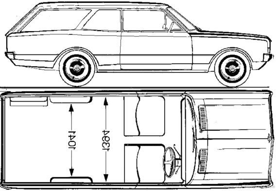 Opel Rekord C Caravan 2-Door (1968) - Опель - чертежи, габариты, рисунки автомобиля