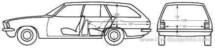 Opel Rekord Caravan (1972) - Опель - чертежи, габариты, рисунки автомобиля