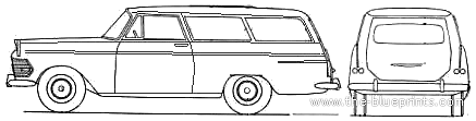 Opel Rekord P2 Caravan 196 - Опель - чертежи, габариты, рисунки автомобиля