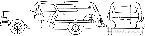 Opel Rekord P2 Caravan (1961) - Опель - чертежи, габариты, рисунки автомобиля