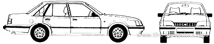 Opel Senator A (1986) - Опель - чертежи, габариты, рисунки автомобиля