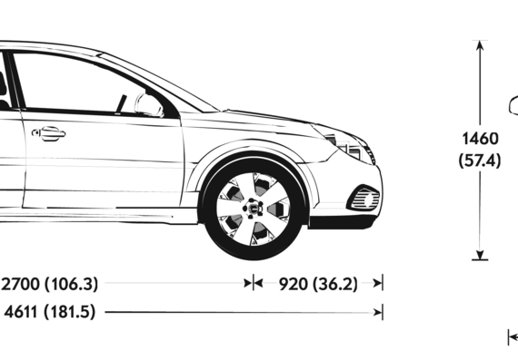 Opel Vectra 5-Door (2007) - Опель - чертежи, габариты, рисунки автомобиля