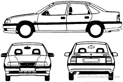 Opel Vectra A 4-Door - Опель - чертежи, габариты, рисунки автомобиля
