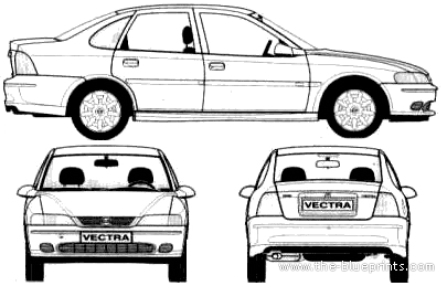 Opel Vectra B 4-Door (1994) - Опель - чертежи, габариты, рисунки автомобиля