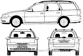 Opel Vectra Caravan - Опель - чертежи, габариты, рисунки автомобиля