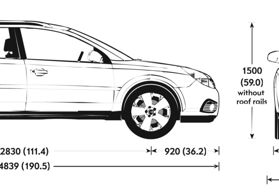 Opel Vectra Station (2007) - Опель - чертежи, габариты, рисунки автомобиля