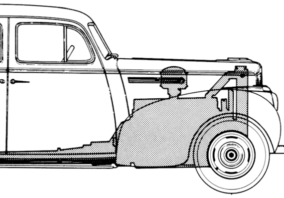 Packard 110 Touring Sedan (1938) - Разные автомобили - чертежи, габариты, рисунки автомобиля