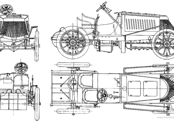 Panhard and Levassor (1904) - Панхард - чертежи, габариты, рисунки автомобиля