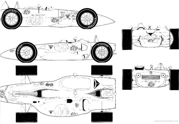 Paxton -STP Turbine Car Indy 500 (1967) - Разные автомобили - чертежи, габариты, рисунки автомобиля