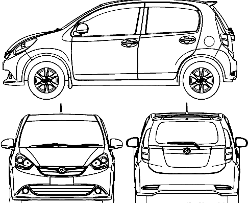 Perodua Myvi (2011) - Разные автомобили - чертежи, габариты, рисунки автомобиля