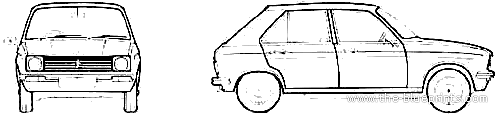 Peugeot 104 GL - Пежо - чертежи, габариты, рисунки автомобиля