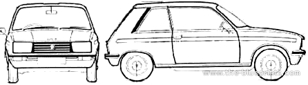 Peugeot 104 Rallye - Пежо - чертежи, габариты, рисунки автомобиля