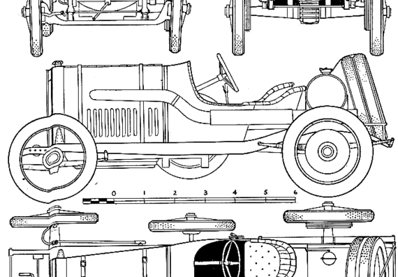 Peugeot (1912) - Пежо - чертежи, габариты, рисунки автомобиля
