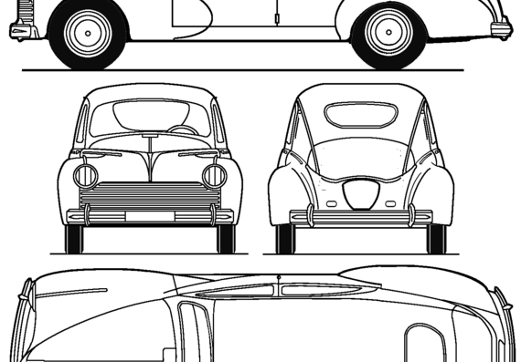 Peugeot 203 - Пежо - чертежи, габариты, рисунки автомобиля