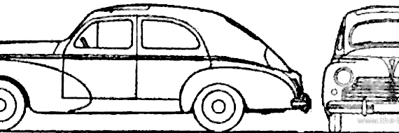 Peugeot 203 (1957) - Пежо - чертежи, габариты, рисунки автомобиля