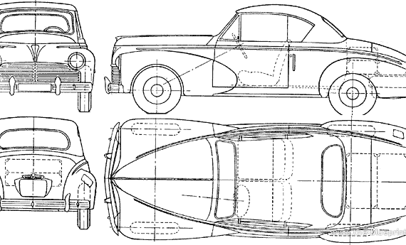 Peugeot 203 Coupe (1950) - Пежо - чертежи, габариты, рисунки автомобиля
